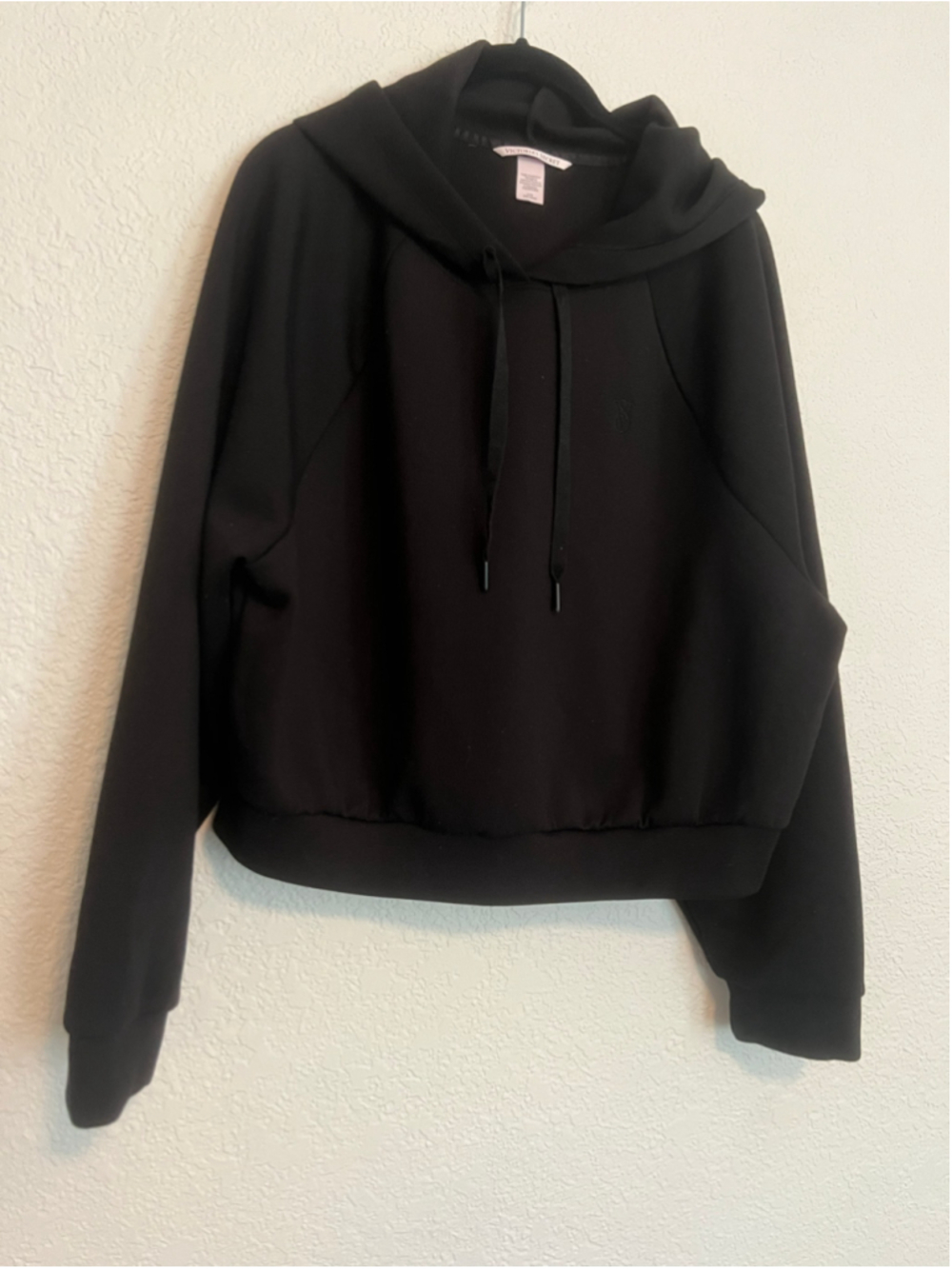 Victoria's Secret Black Pullover Hoodie Size L Cropped